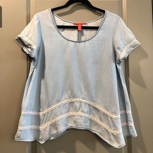 Chelsea & Violet | Chambray Crochet Detail Top